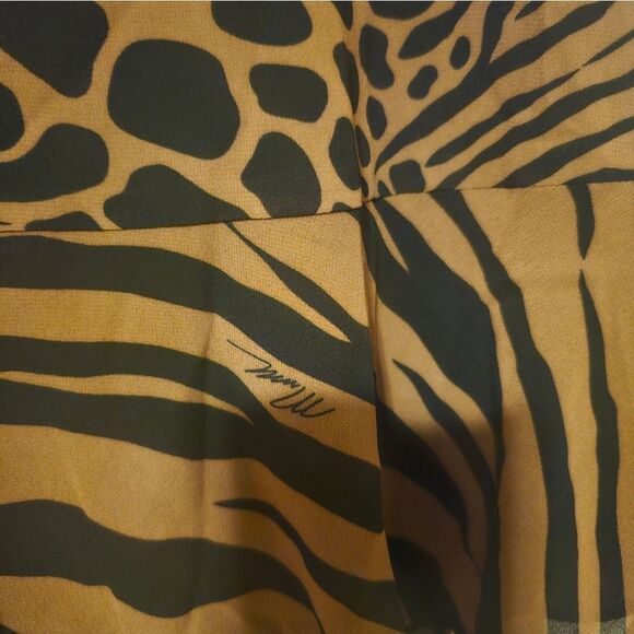 MICHAEL KORS NWT Ruffle Flounce Animal Print Caramel Tie Neck Dress - Small - Picture 10 of 13